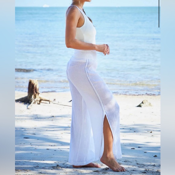 White Crochet Maxi Skirt with Side Slit - Picture 3 of 7